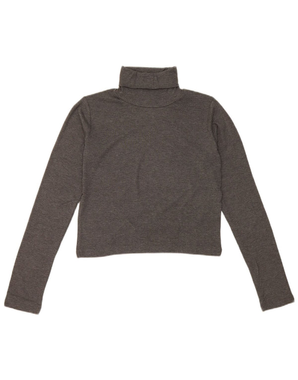 Zara Womens Crop Top Langærmet UK 12 Mellemgrå