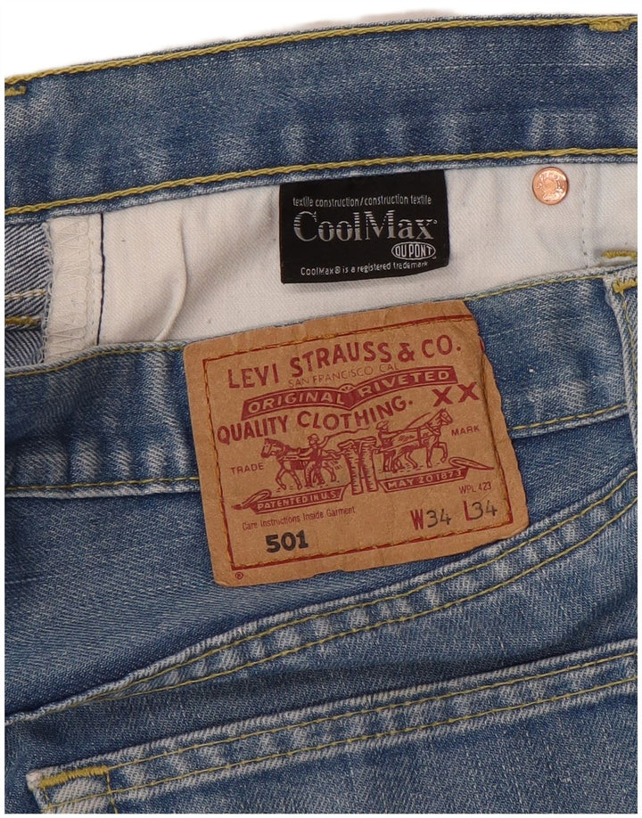 LEVI'S Herre 501 Straight Jeans W34 L34 Blå