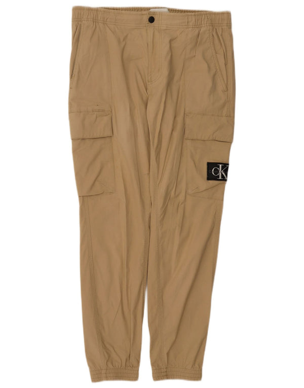Calvin Klein Herre Joggers Cargo Bukser Large W34 L29 Beige Bomuld