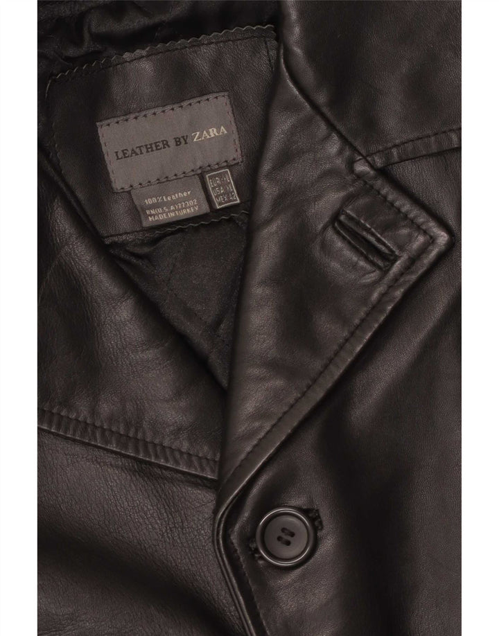 Zara Herre Læderfrakke UK 42 XL Sort