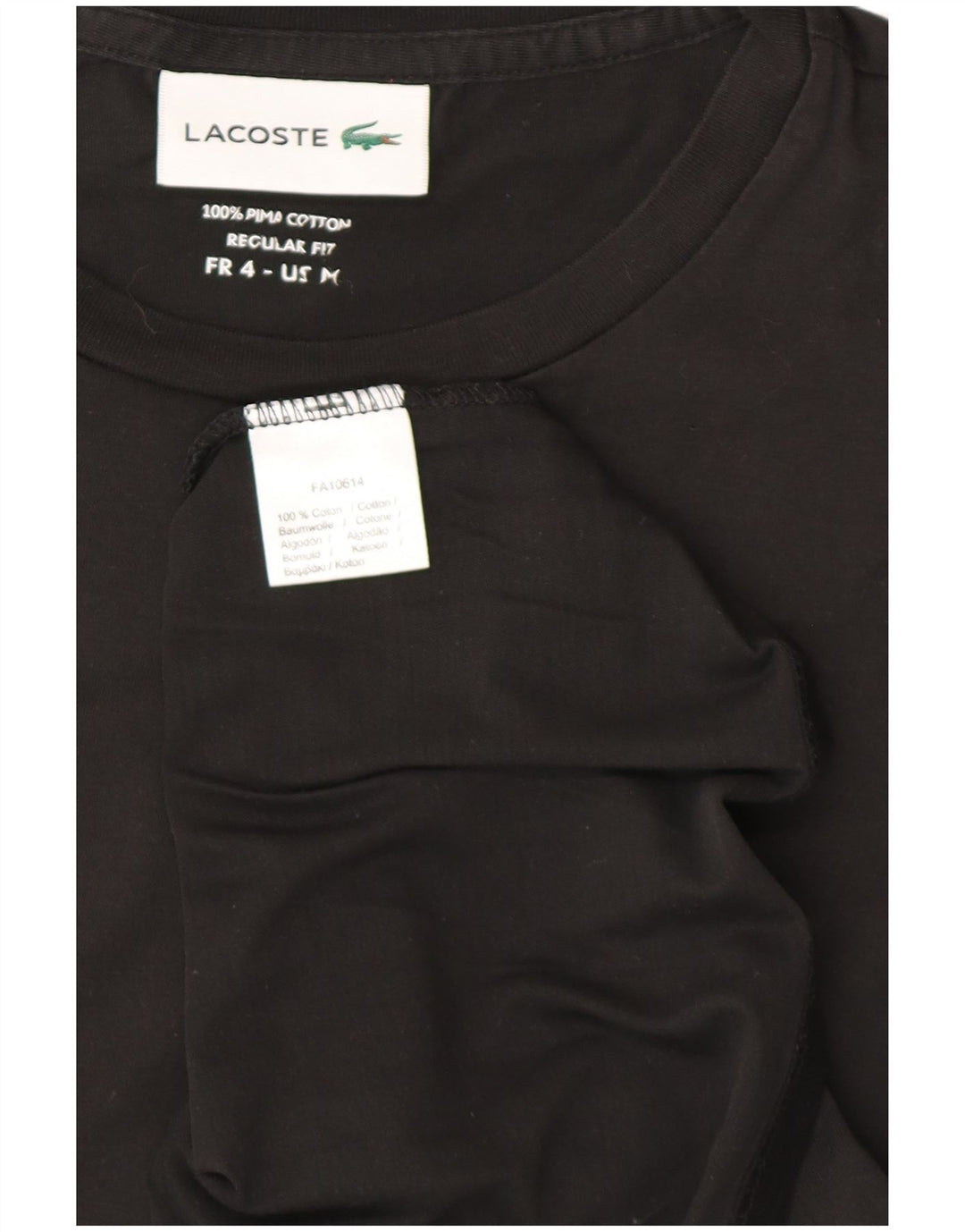 Lacoste Herre Regular Fit T-Shirt Top Størrelse 4 Medium Sort Bomuld