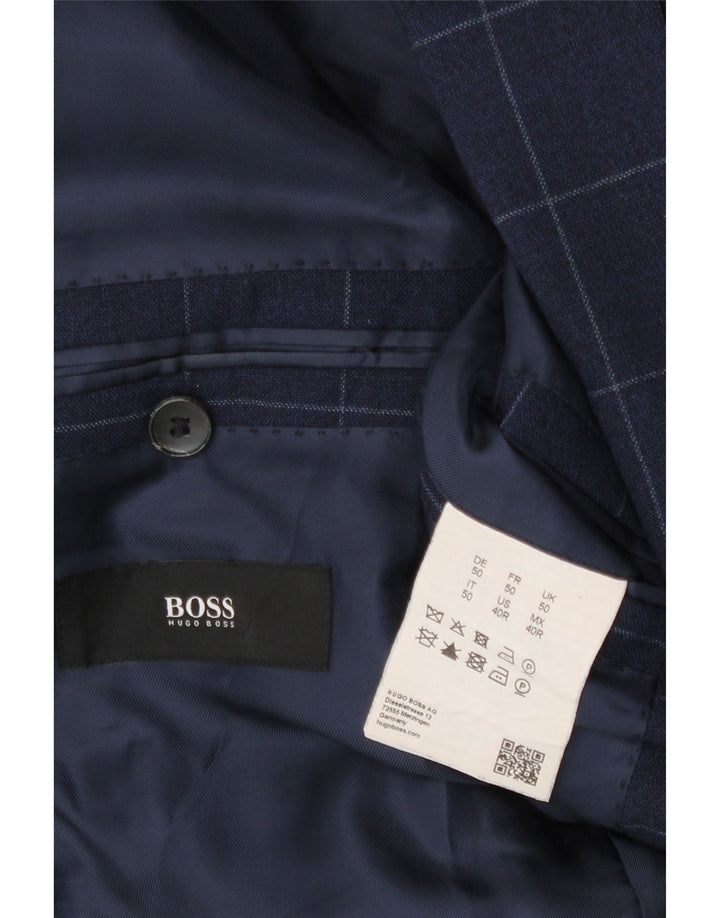 Hugo Boss Herre 2-knaps blazerjakke EU 50 Large Navy Blue Check