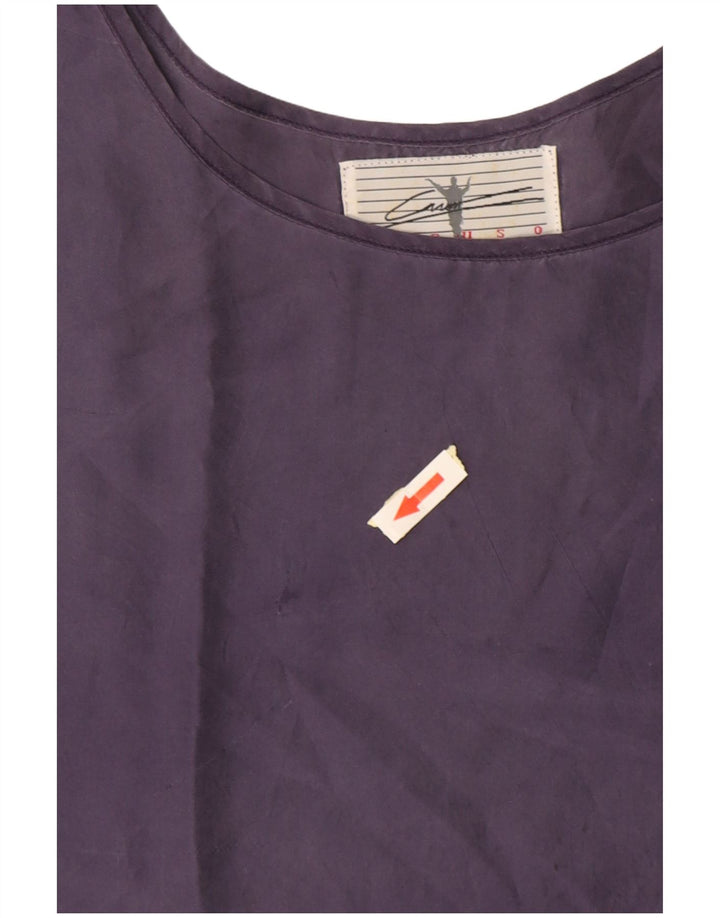 Caruso Dame ærmeløs bluse Top UK 14 Medium Navy Blue Silke
