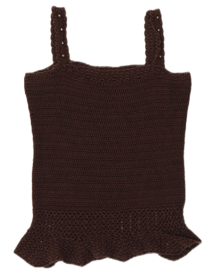 Max & Co. Kvinder Crop Hæklet Cami Top UK 12 Medium Brun