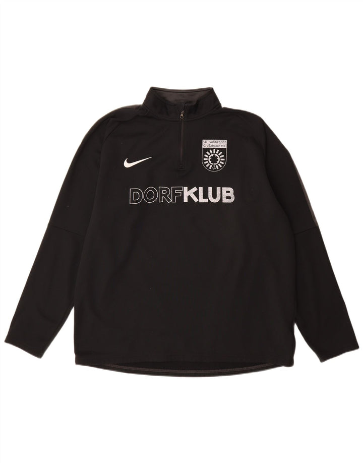 Nike Herre Dri Fit Grafisk Pullover med lynlås-hals Træningsdragt Top XL Sort