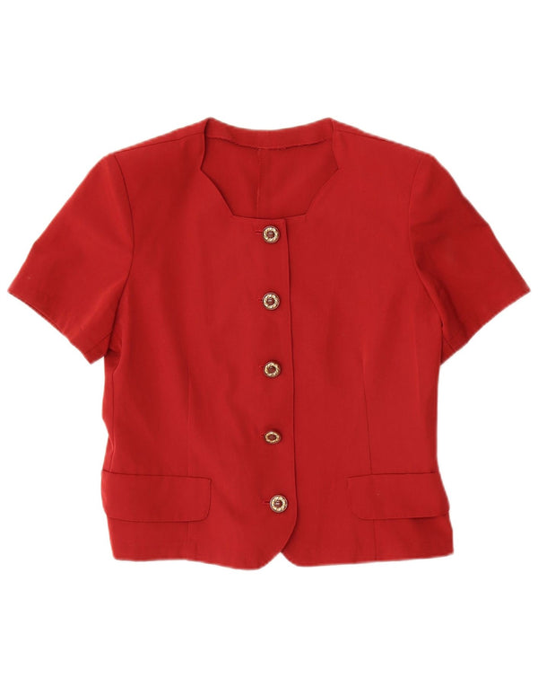 Vintage kvinders 5-knap 2-delt nederdelsæt UK 12 Medium W30 Rød