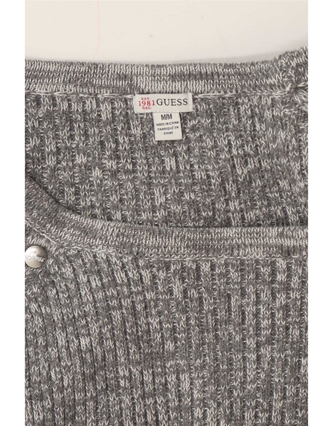 Guess Dame Boat Neck Jumper Sweater UK 14 Medium Grey Flecked