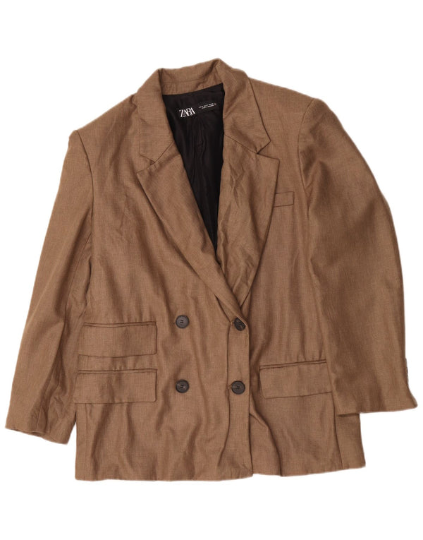 Zara Dame Oversized Double Breasted Blazer Jacket UK 14 Medium Brown