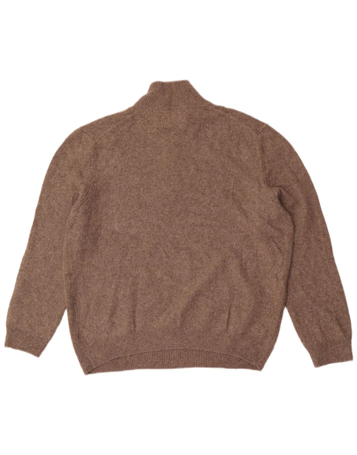 Marks & Spencer Herre Zip Neck Jumper Sweater 2XL Brun Uld