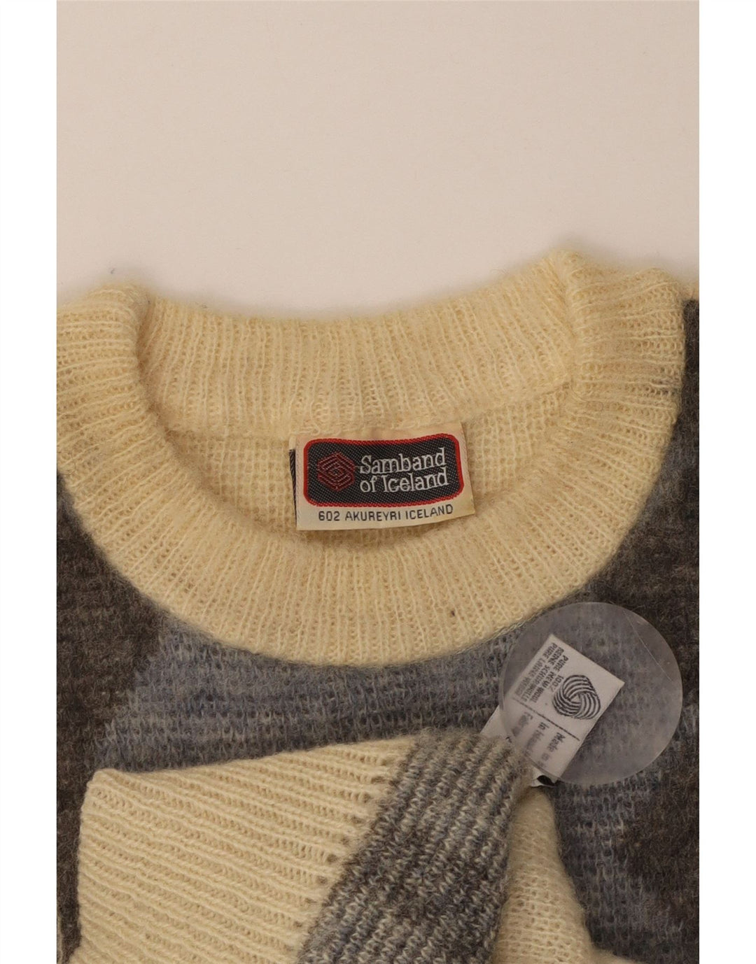 SAMBAND OF ICELAND Herre Crew Neck Jumper Sweater Large Beige