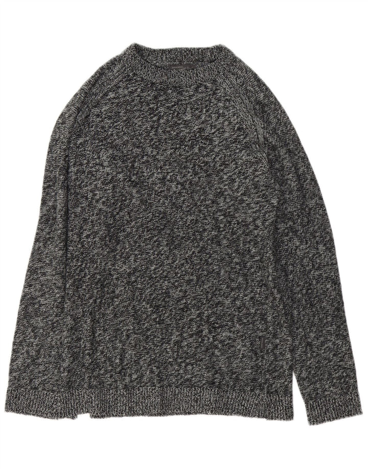 JACK & JONES Herre Boat Neck Jumper Sweater Small Grey Flecked