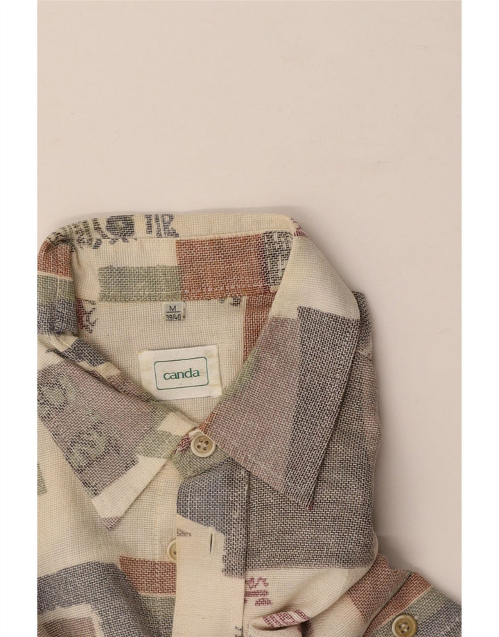 CANDA Mens Short Sleeve Shirt Size 39/40 Medium Multicoloured Patchwork