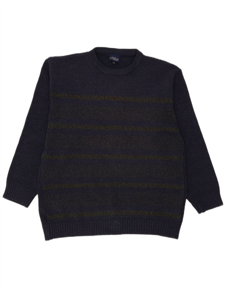 Four Seasons Herre Crew Neck Jumper Sweater Medium Navy Blue stribet akryl