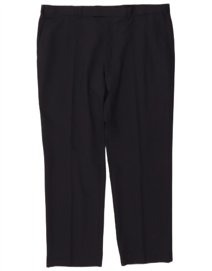 MARKS & SPENCER Herre Performance Straight Suit Bukser W42 L31 Marineblå