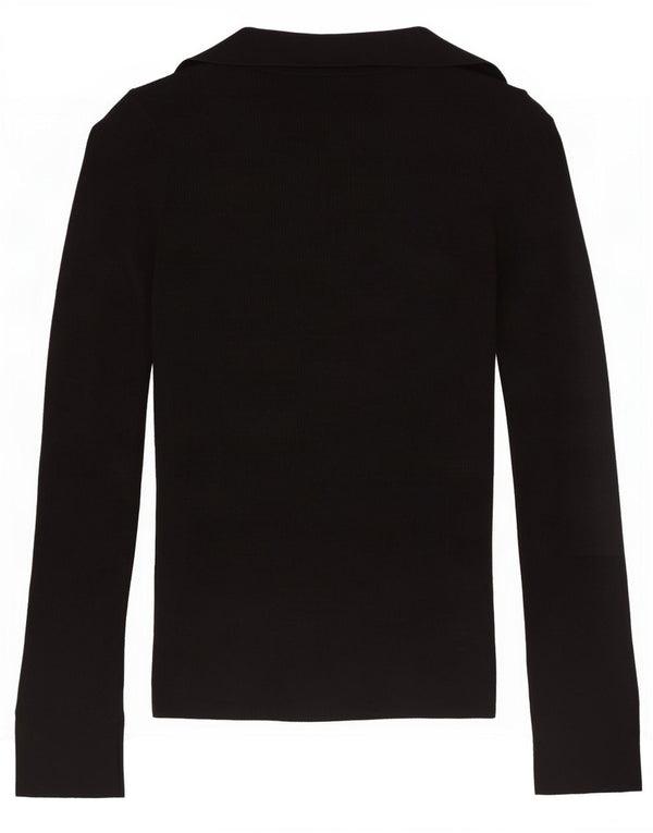 Massimo Dutti Dame Cardigan Sweater UK 10 Small Black Wool