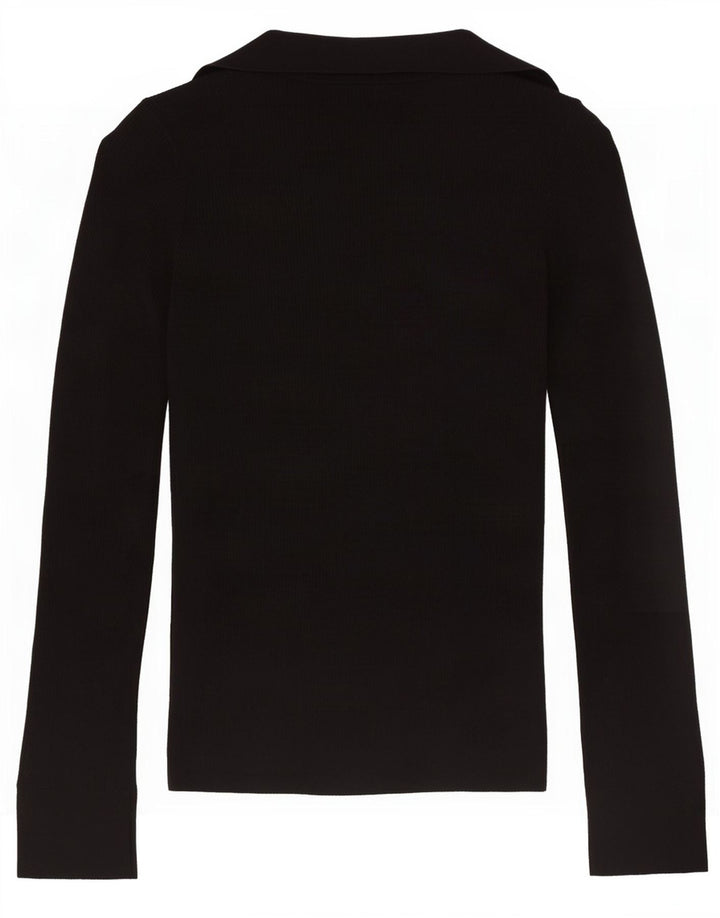 Massimo Dutti Dame Cardigan Sweater UK 10 Small Black Wool