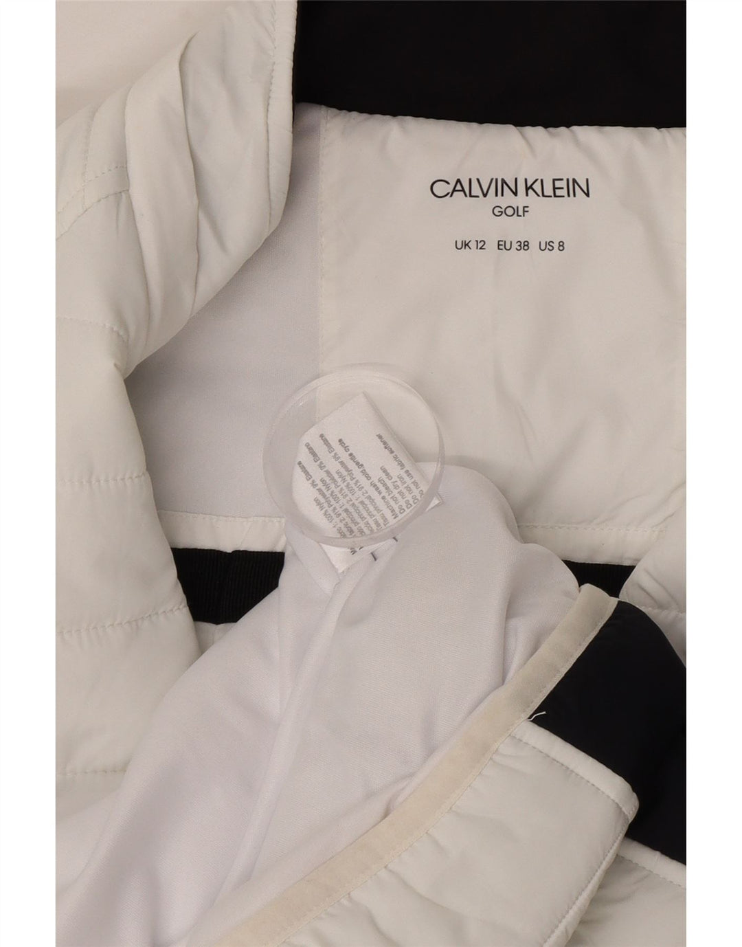 Calvin Klein polstret golfjakke til kvinder UK 12 Medium White Colourblock