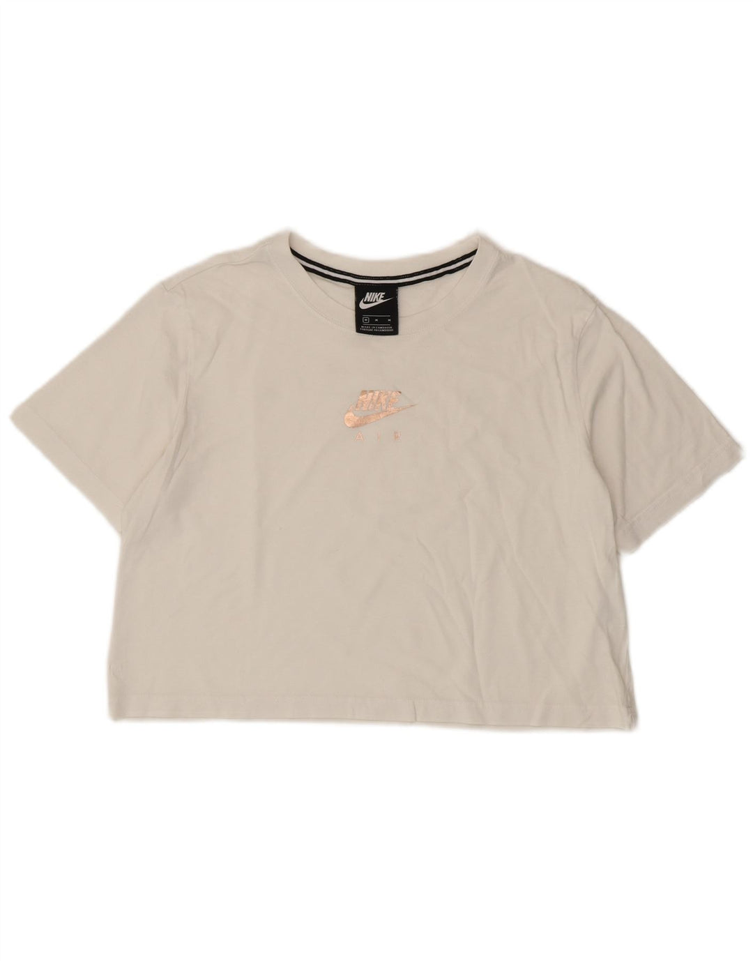 Nike Dame Crop Graphic T-Shirt Top UK 14 Medium White