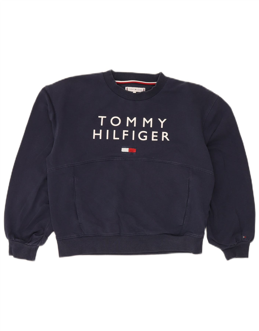 TOMMY HILFIGER Graphic Crop sweatshirt til piger 11-12 år Marineblå