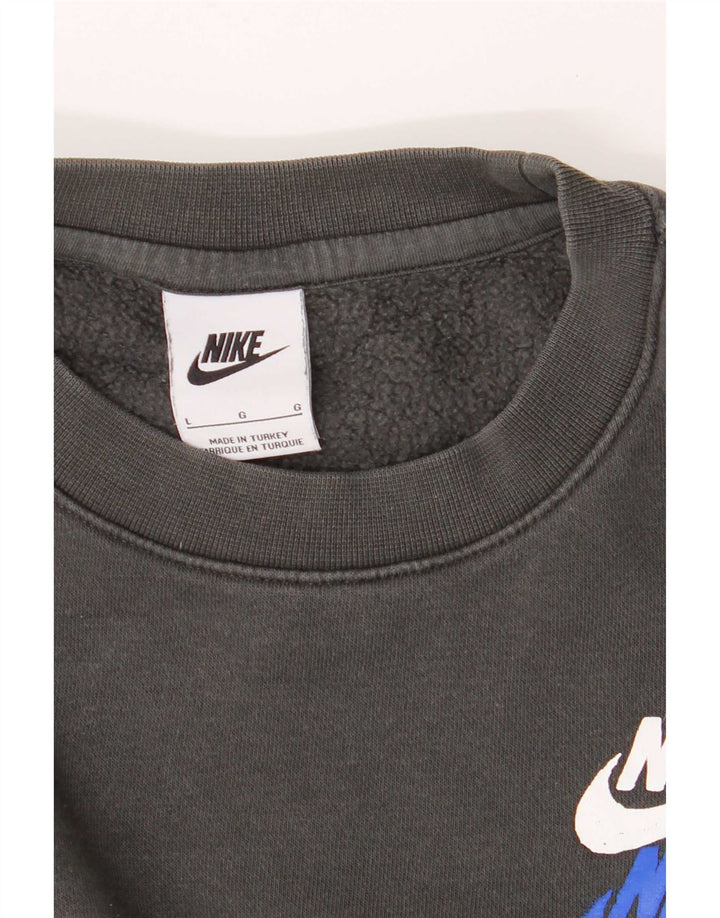 Nike grafisk sweatshirt til mænd, stor grå bomuld