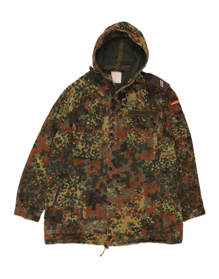 Vintage Herre Hætte Military Jacket UK 40 Stor Khaki Camouflage