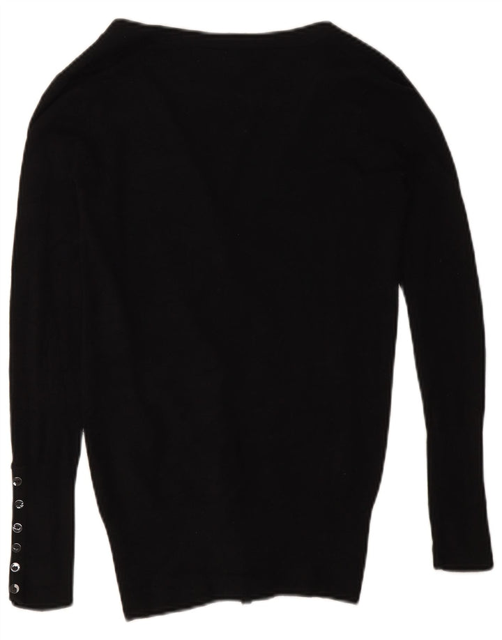Zara Dame Cardigan Sweater UK 10 Small Black Rayon