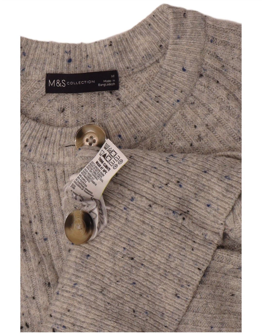 Marks & Spencer Dame Crop Cardigan Sweater UK 12 Medium Grey Flecked
