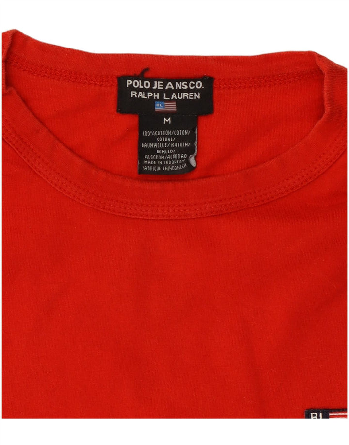 RALPH LAUREN Herre grafisk T-shirt Top Medium Rød Bomuld