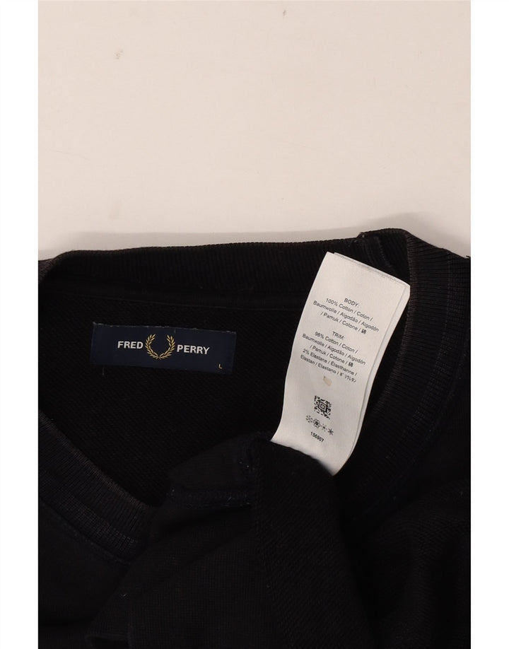 Fred Perry Herre Grafisk Sweatshirt Jumper Stor Marineblå Bomuld