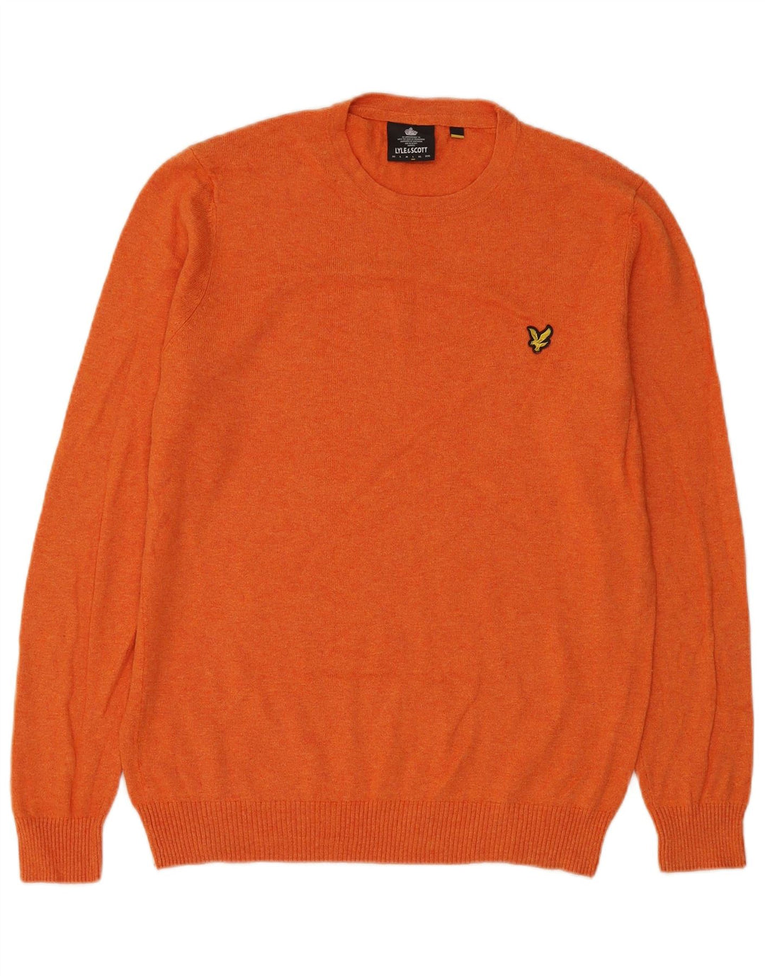 Lyle & Scott Herre sweater med rund hals, stor orange bomuld