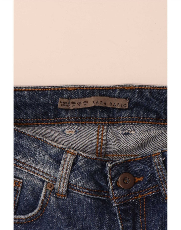 Zara Dame Bootcut Jeans EU 34 2XS W24 L35 Blå Bomuld
