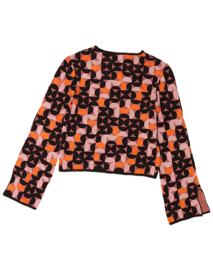 Zara Womens Crop Top Langærmet UK 12 Medium Multicolored Geometric