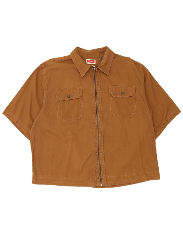Wrangler kortærmet herreskjorte XL brun bomuld