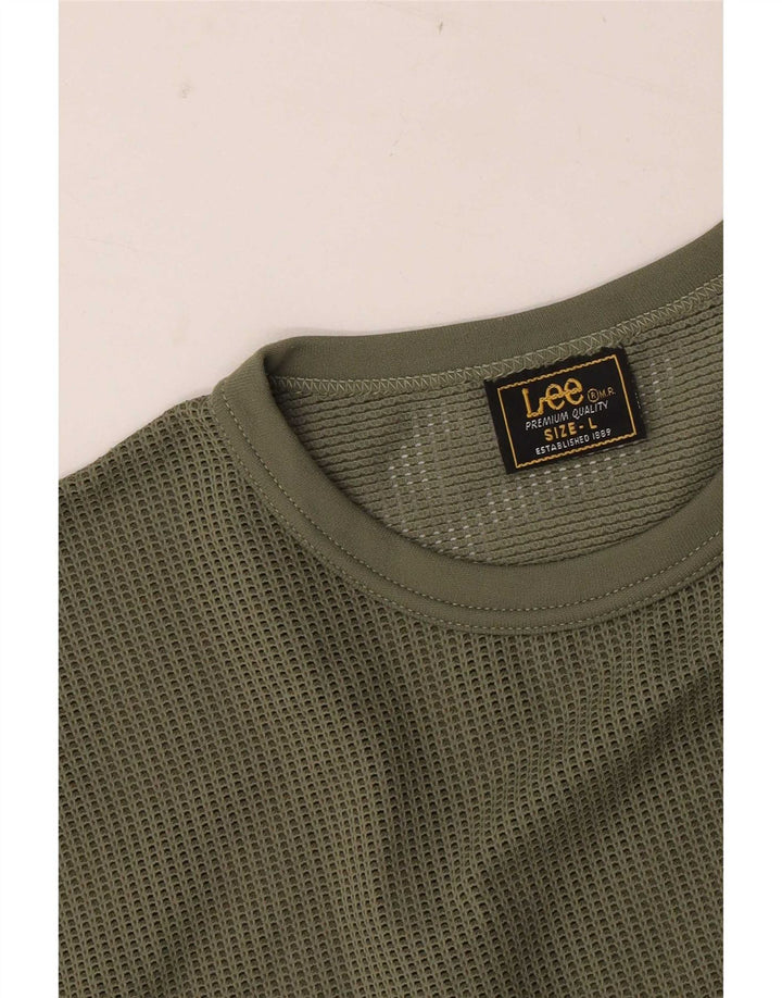 Lee Dame Se Through T-Shirt Top UK 14 Large Khaki