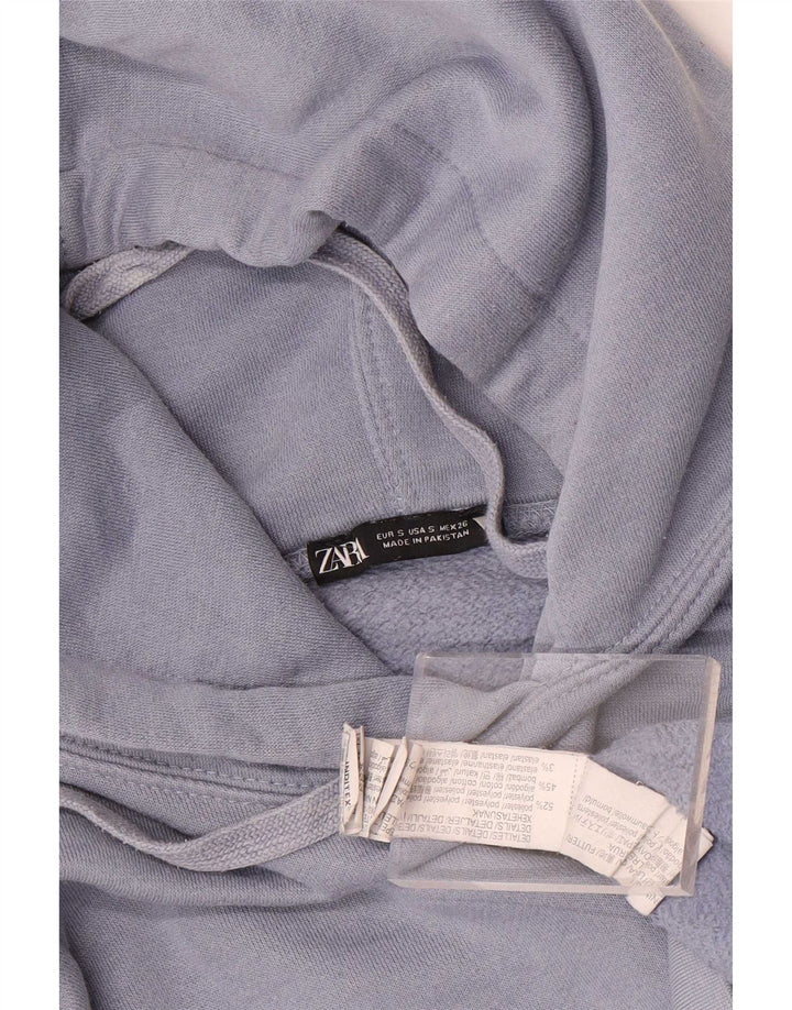 Zara Dame Oversized Hoodie Jumper UK 10 Small Blue Polyester