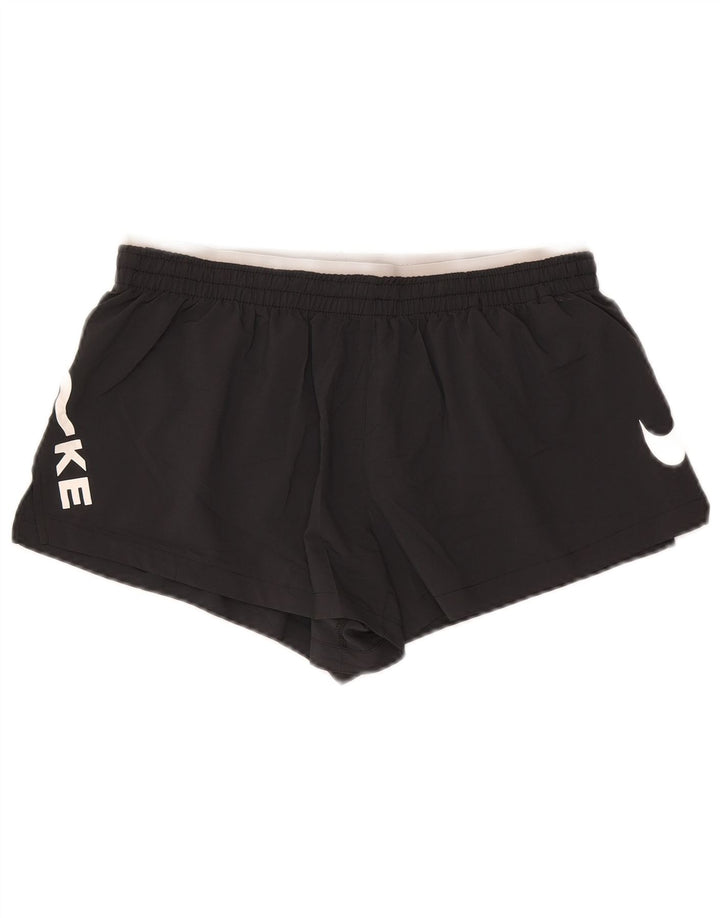 Nike Dame Dri Fit grafiske sportsshorts UK 12 Medium Sort Polyester