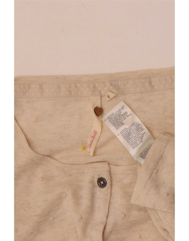 White Stuff Dame 3/4 ærmet cardigan sweater UK 8 Small Off Spotted