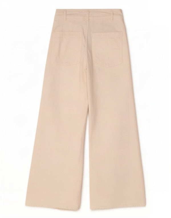 Zara Dame Jeans med høj talje og brede ben EU 36 XS W26 L28 Hvid