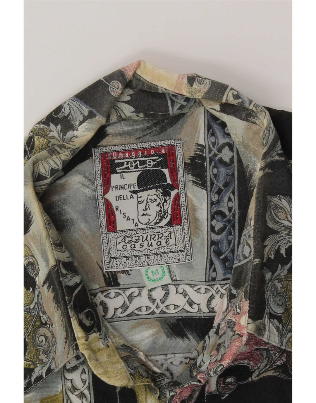 Vintage herreskjorte medium flerfarvet patchwork