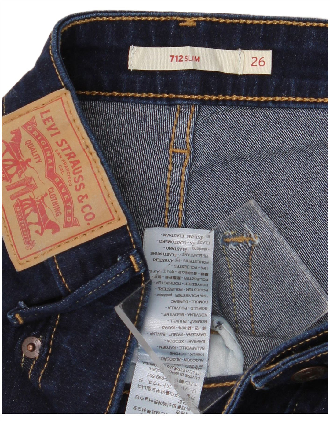 Levi's Dame 712 Slim Jeans W26 L28 Marineblå Bomuld