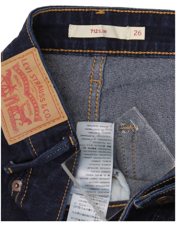 Levi's Dame 712 Slim Jeans W26 L28 Marineblå Bomuld