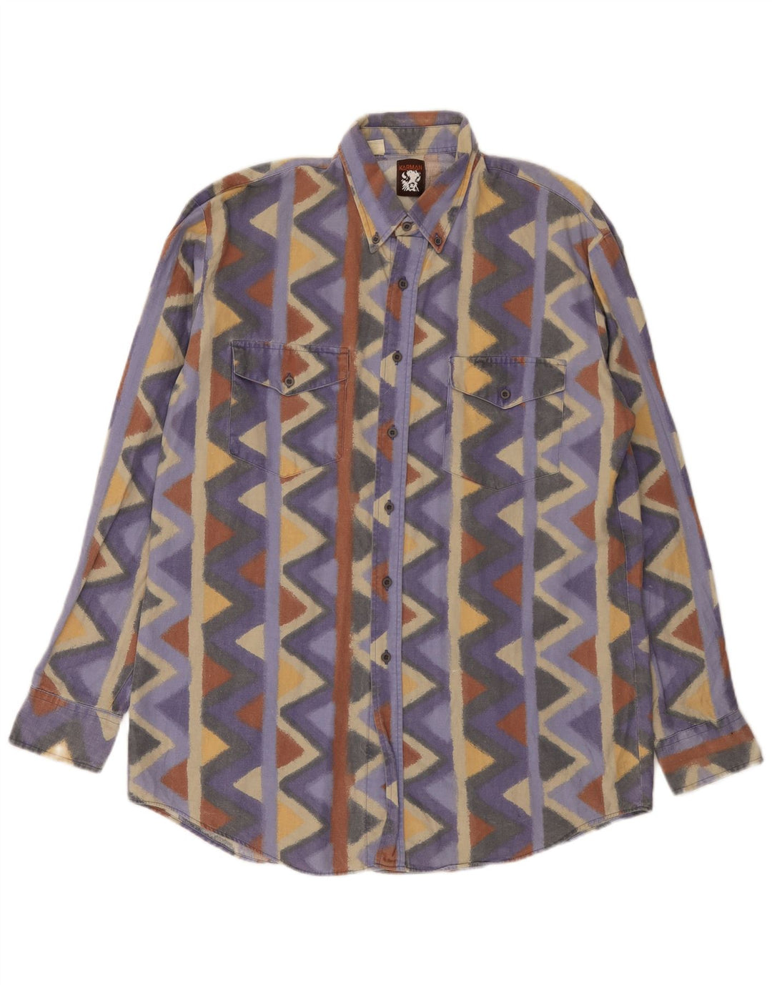 Vintage herreskjorte Stor flerfarvet Chevron