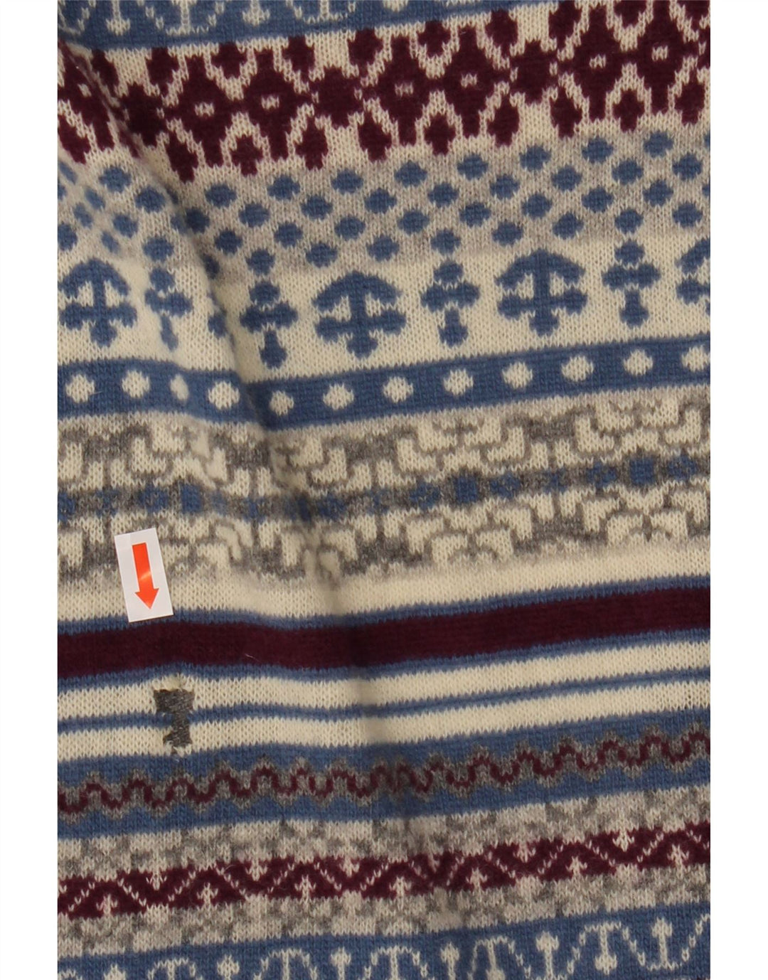 Benetton Dame Cardigan Sweater UK 14 Medium Grey Fair Isle Wool