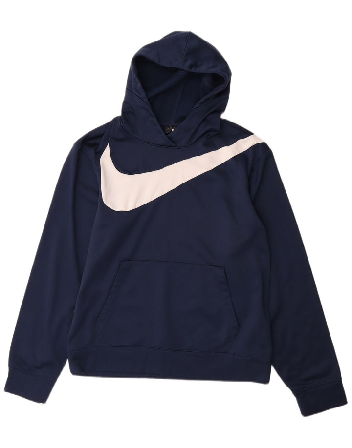 NIKE Dri Fit grafisk hættetrøje til mænd, lille marineblå polyester