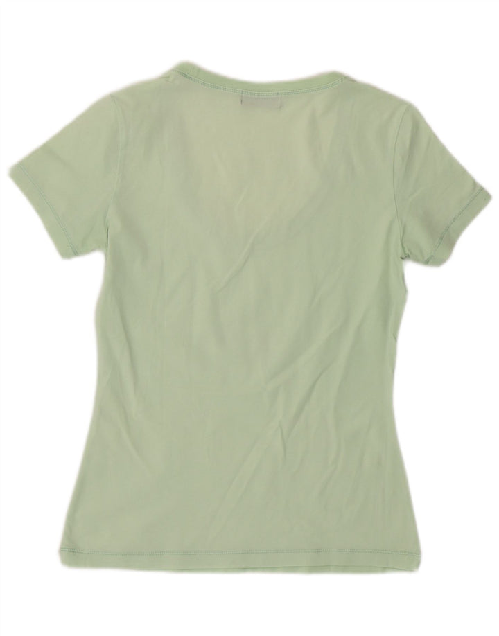 Sergio Tacchini Dame Grafisk T-Shirt Top UK 10 Lille Grøn