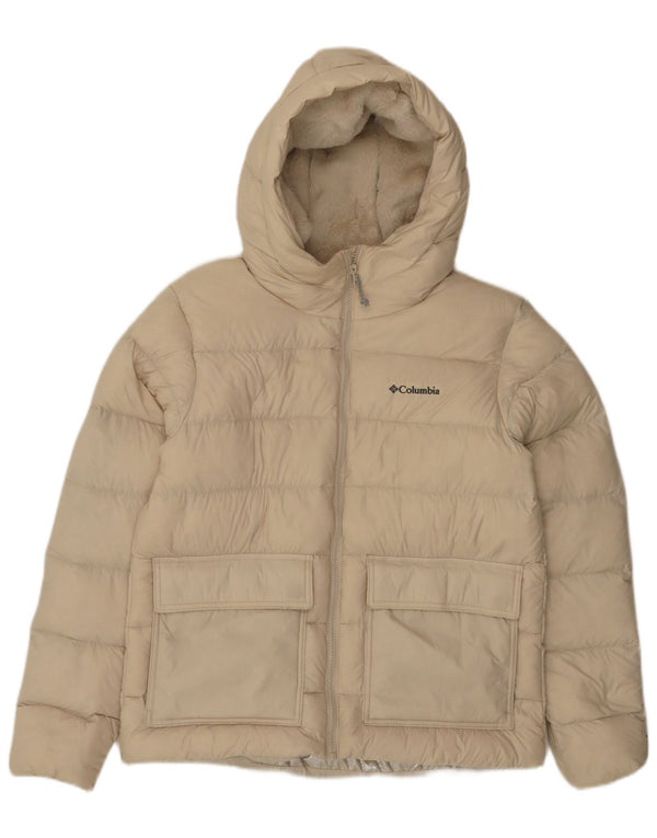 Columbia Womens Omni-Heat hættepolstret jakke UK 14 Medium Beige Nylon