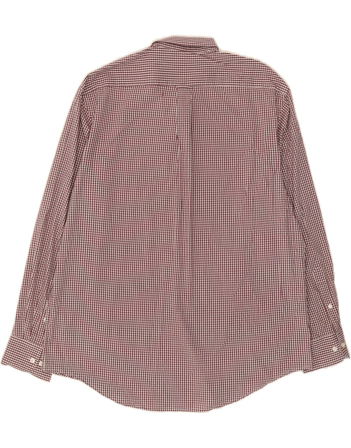 IZOD Mens NON - IRON Shirt XL Burgundy Gingham Cotton Vintage Izod and Second-Hand Izod from Messina Hembry 