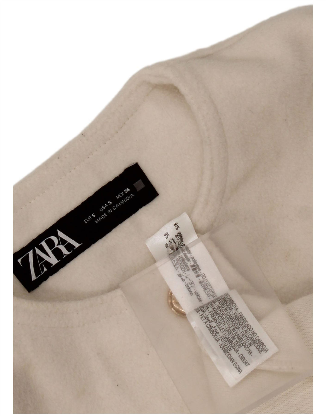 Zara Dame 4 Buttons Crop Blazer Jacket UK 10 Small White Polyester