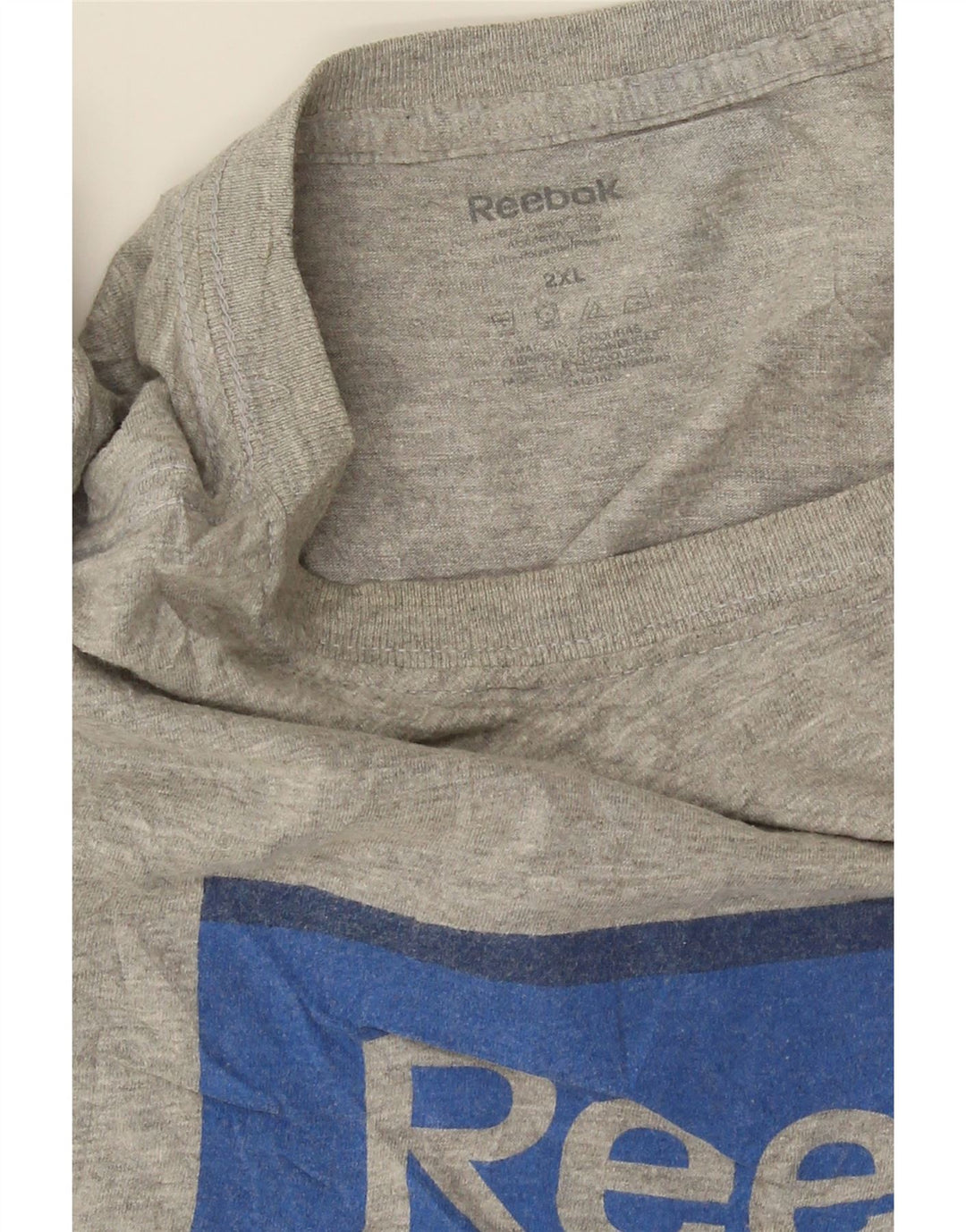 REEBOK Herre Grafisk T-Shirt Top 2XL Grå Flecked