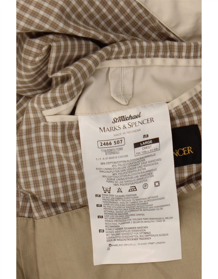 Marks & Spencer Herre Bomber Jacket UK 40 Stor Beige Bomuld